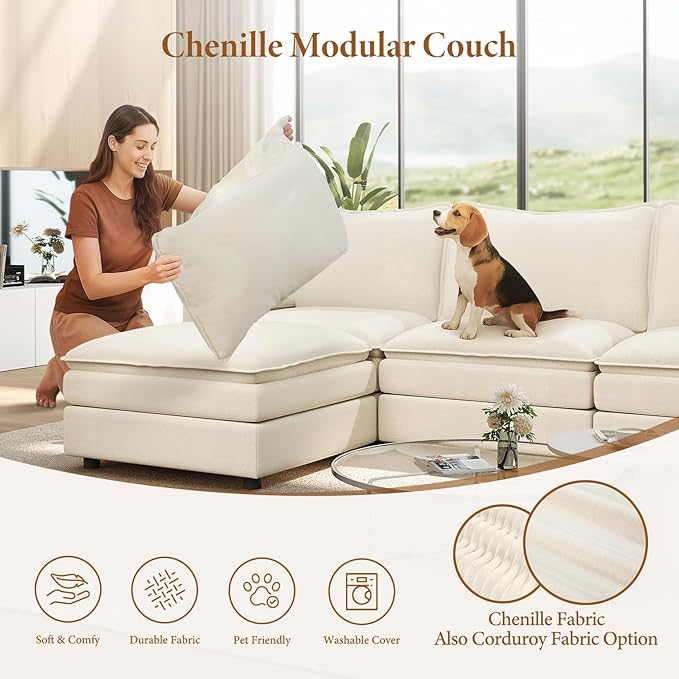 Vesgantti 142" Oversized Sectional Sofa Bed, 8-Seater Modular Sleeper Cloud - Image 6