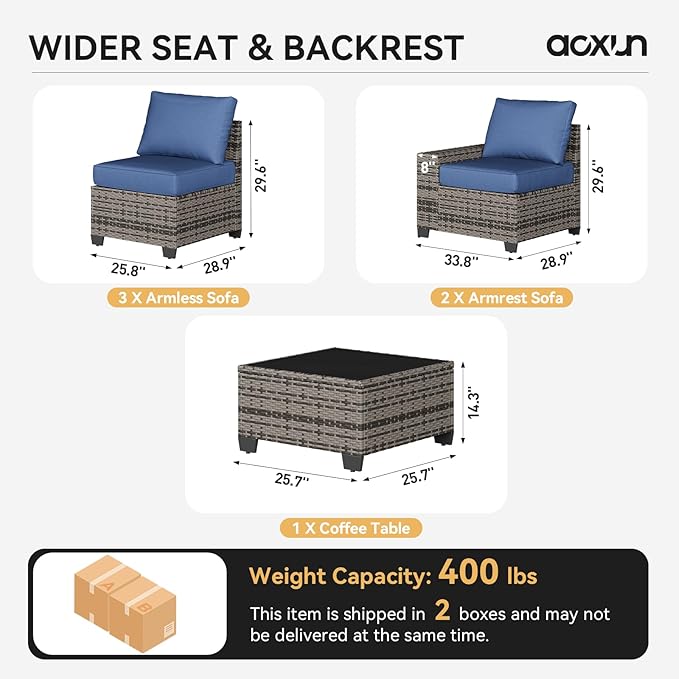Aoxun 6-Piece Patio Sectional Sofa - Image 6