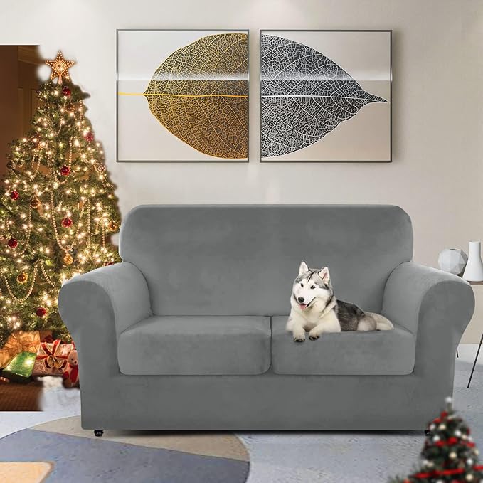 ZNSAYOTX Luxury Velvet Sofa Cover 3 Piece Stretch Loveseat Covers - Image 2