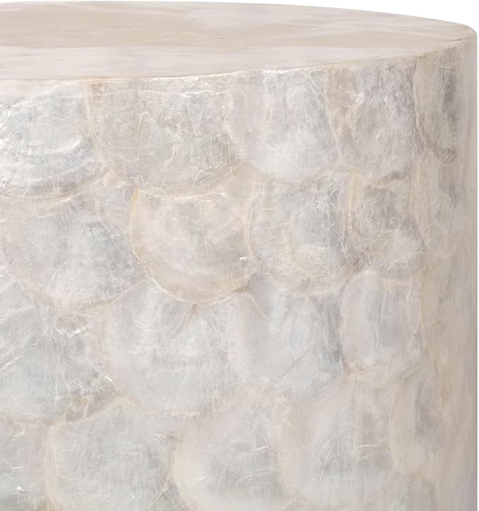 East at Main Capiz Shell Side Table – White Accent Table, Small Decorative - Image 5