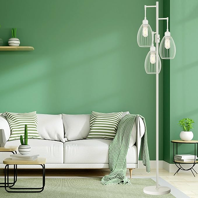 Dimmable Floor Lamp, 3 x 800LM LED Edison Bulbs Included, Farmhouse Industrial - Image 4