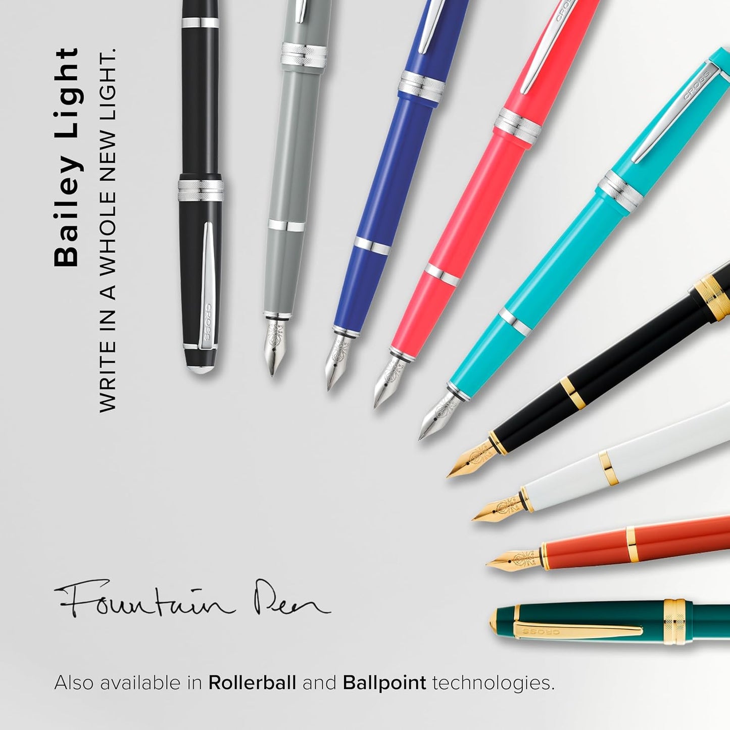 Cross Bailey Light Refillable Fountain Presented in a Everyday Gift Box - Extra fine nib