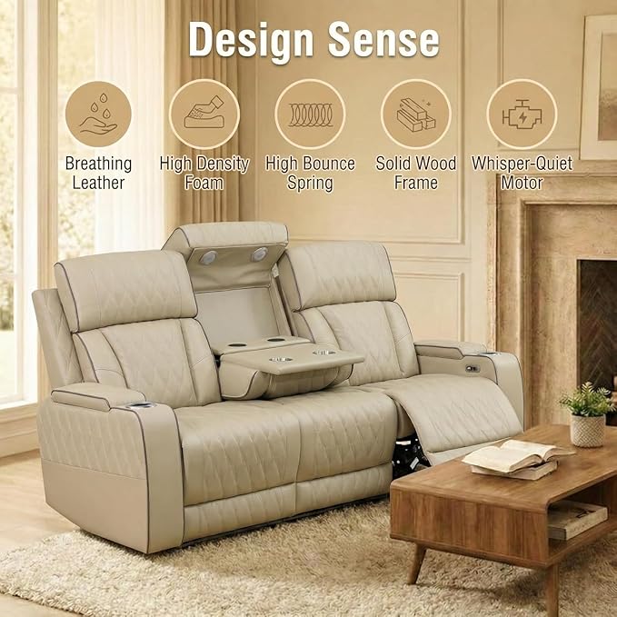 Power Recliner Sofa Set with LED Lights, Includes a Manual Recliner 1 Seat and - Image 7