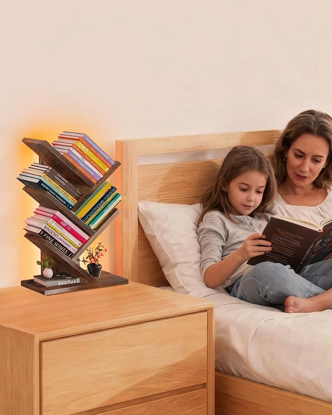 Godferyxin Bookshelf with Liting, Small Bookcase LED and Desktop Book Shelf - Image 3