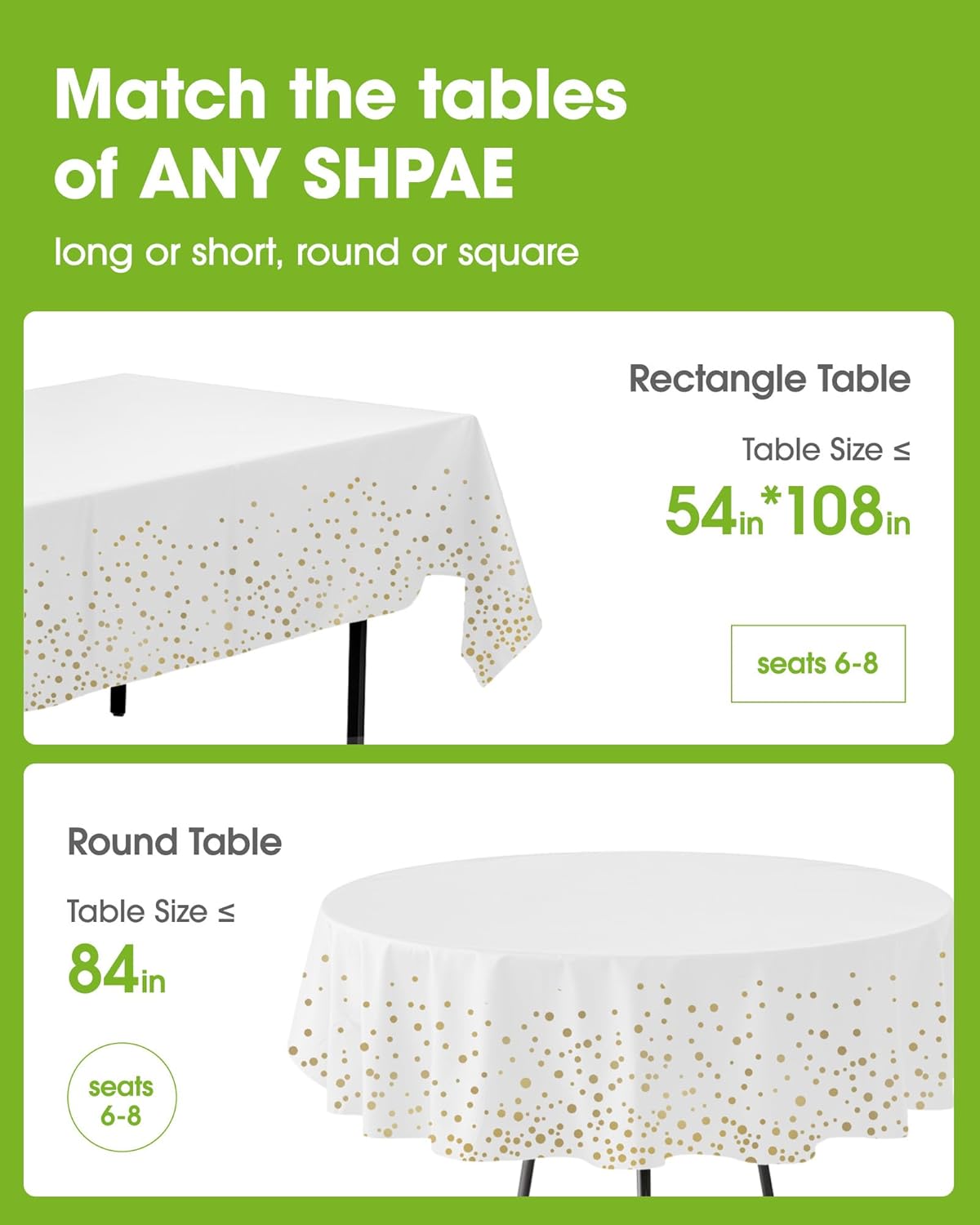 Pureegg Plastic Table Cloth Disposable 10 Pack, 54 x 108 Inch Table Cloths, Graduation Decorations Class of 2025, Graduation Tablecloths, Rectangle, Plastic Cover, Leakproof & Sturdy, White and Gold