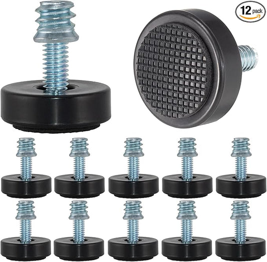 M6 Adjustable Furniture Leveler, 12 Pack Rubber Leveling Feet Screws in Threaded by DIYfurniturerepairtools