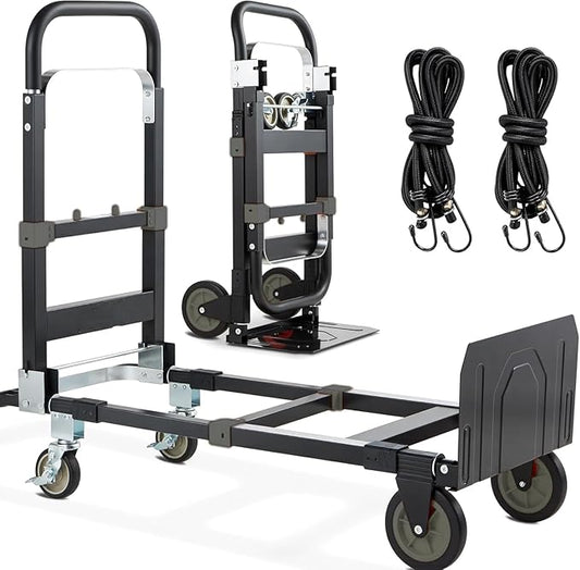 3-in-1 Folding Hand Trucks, 600Lbs Convertible Hand Truck Dolly, Heavy Duty by COOCHEER