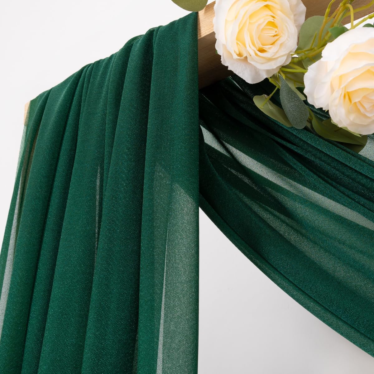 MLMC Emerald Green Wedding Arch Draping Fabric 2 Panels 29" x 20 FT Extra Long Gauze Drapes Sheer Backdrop Curtains 6.6 Yards Outdoor Drapery Panels for Wedding Ceremony Party Ceiling Decoration