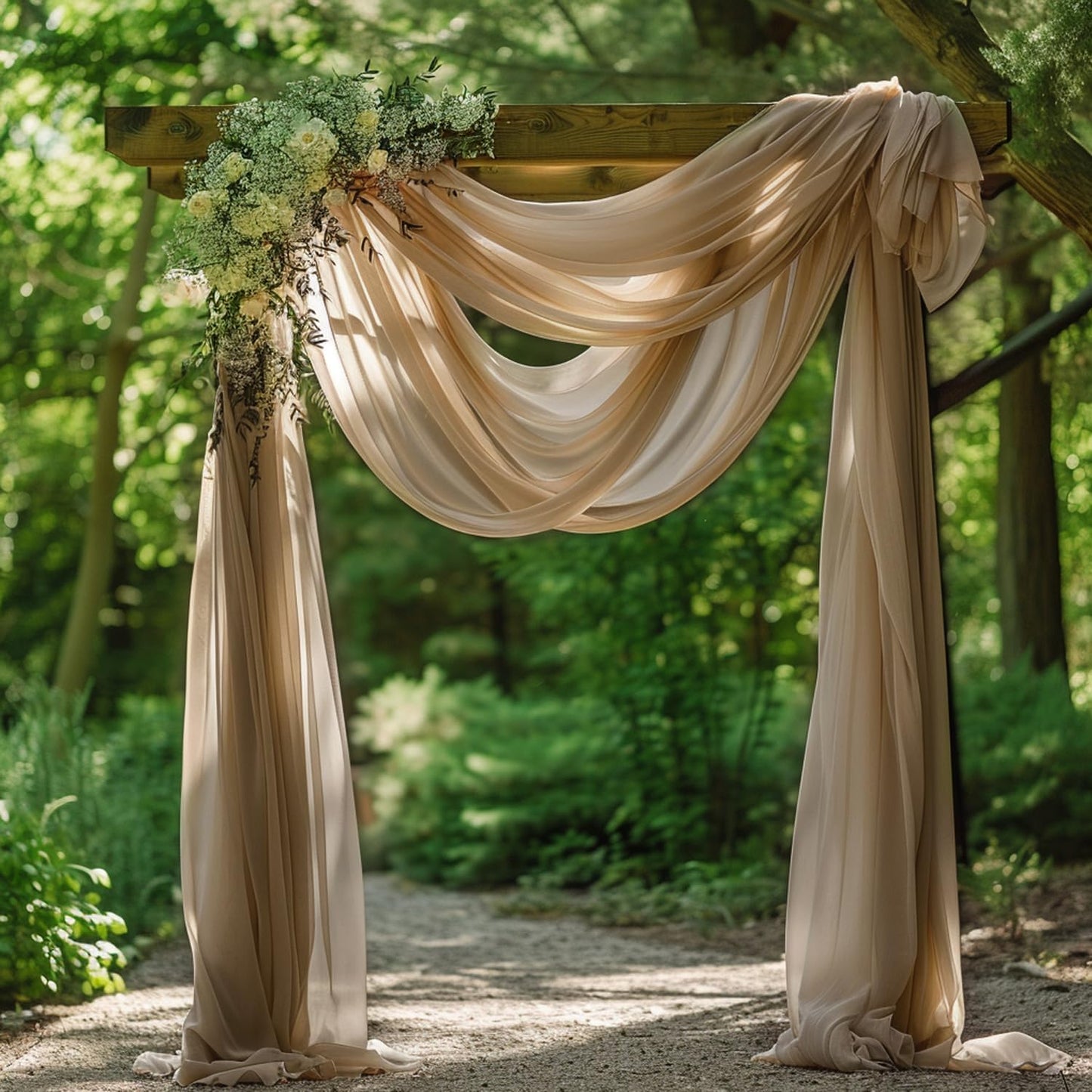 Wokceer Wedding Arch Draping Fabric Nude 28.7" x 20FT Sheer Drapes Backdrop for Ceremony, Birthday Party, Bridal Shower Decoration