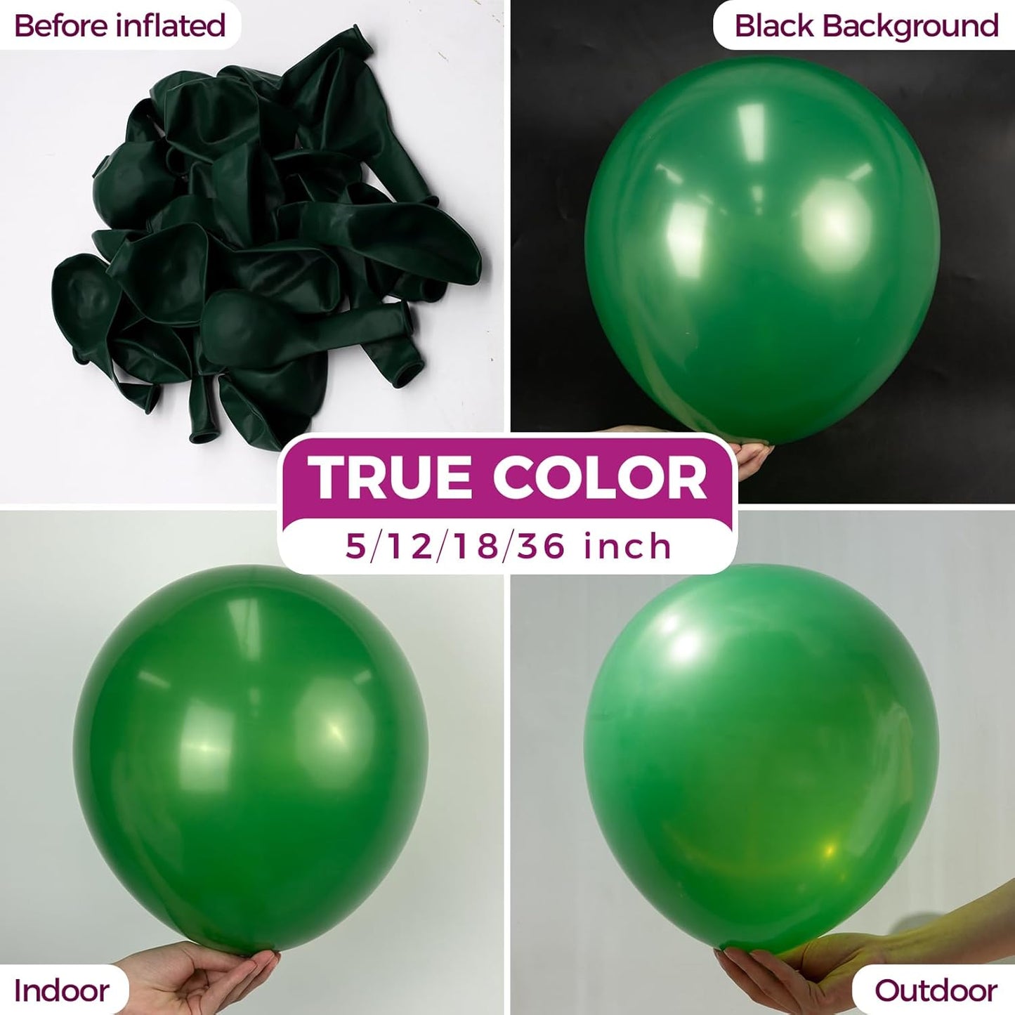 Bezente Green Balloons Latex Party Balloons - 100 Pack 12 inch Round Helium Balloons for Dark Green Themed Wedding Graduation Anniversary Birthday Party Backdrop Decorations