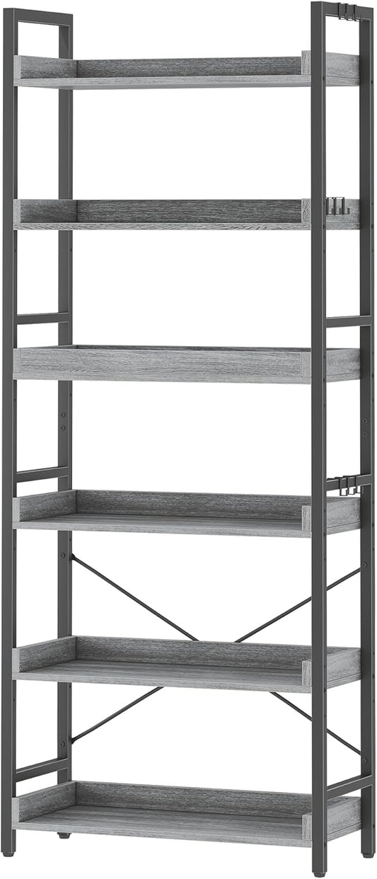HCHQHS 6 Tier Bookshelf, Adjustable Industrial Bookcase, Vertical Tall Book by HCHQHS