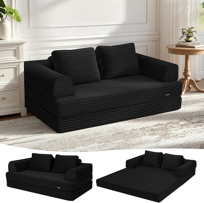 COMAX Convertible Sofa Bed, Folding Floor Couch Corduroy Fold Out Couch Bed by COMAX