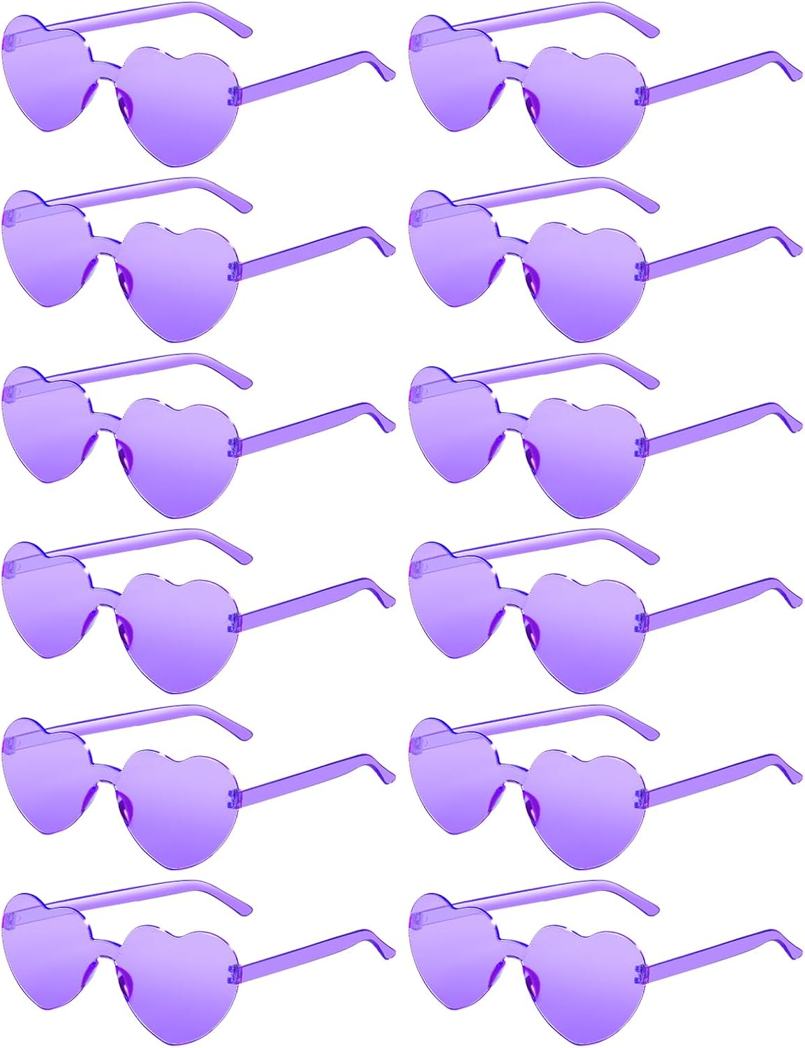 12 Pairs Heart Shaped Sunglasses for Women Colorful Glasses Fun Trendy Transparent Heart Sunglasses Party Favor (Purple)