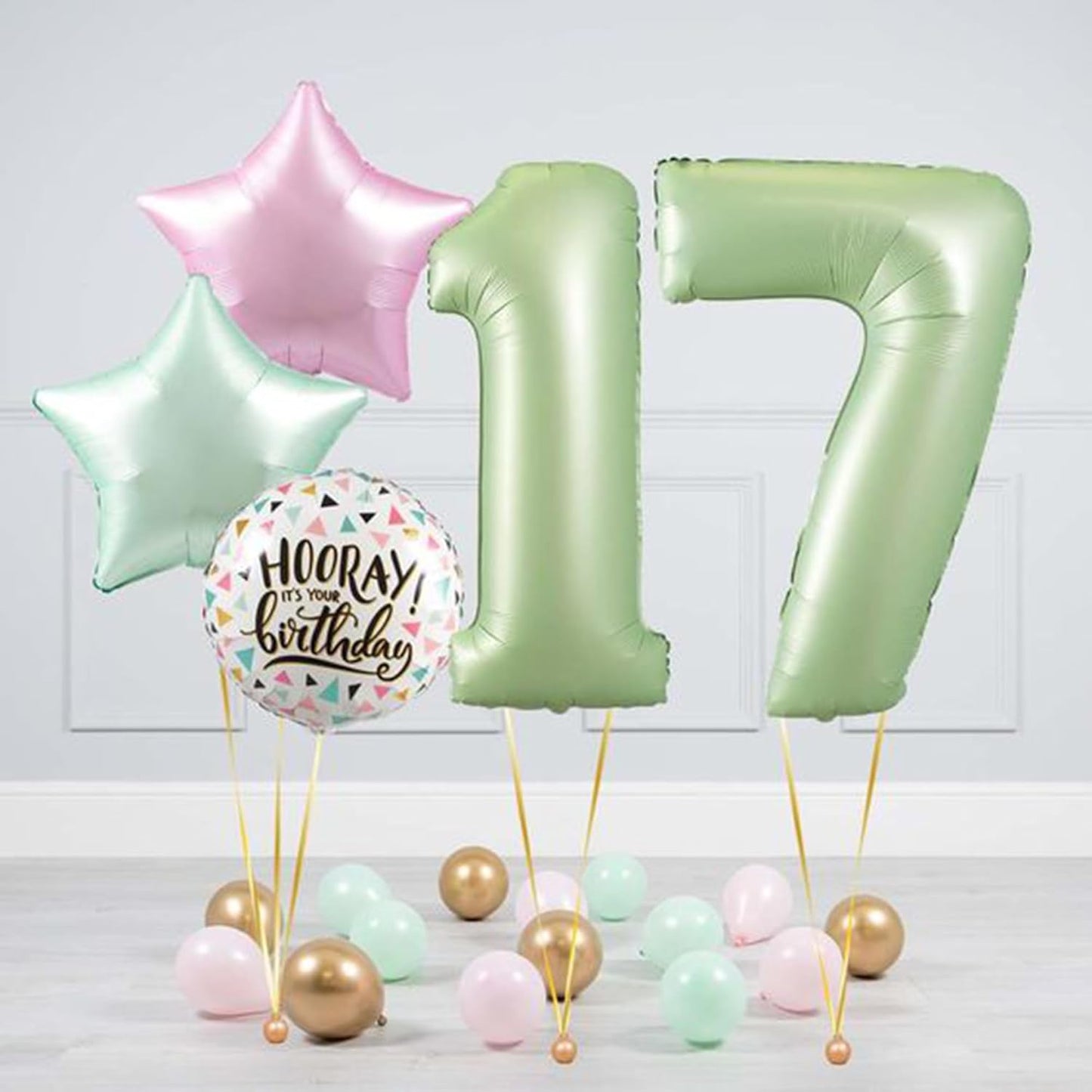 40 Inch Olive Green Number 7 Balloon 40 Inch Big Self Inflating Foil Number Balloons 0-9, Light green Digital 7 Helium Balloon for 7th 17th 27th Girls Birthday Graduation AnniversaryParty Decoration