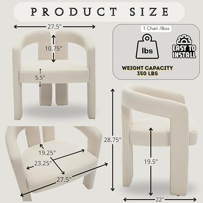 Hyfirm Upholstered Linen Barrel Dining Chairs Set of 4, Modern Accent Kitchen - Image 2