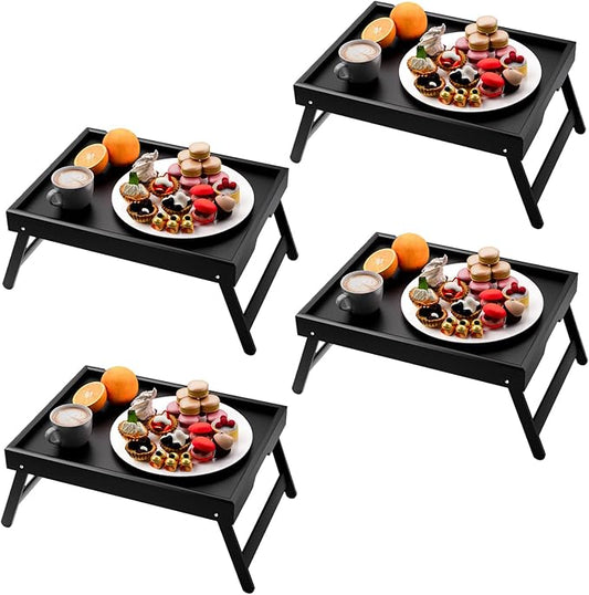Fibogollo 4 Pack Bamboo Bed Tray Table by Fibogollo
