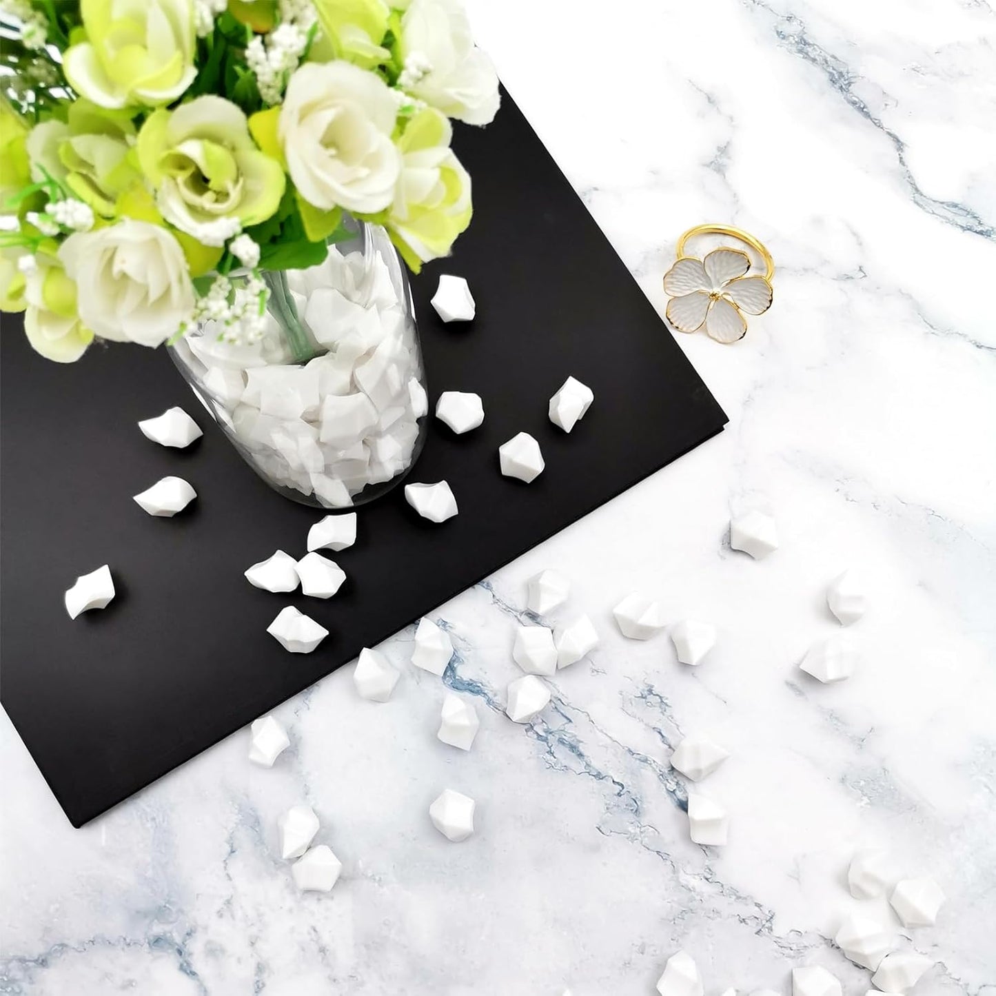 White Vase Fillers for Home Decor, Fake Crushed Ice Cubes, Vase Fillers, 150 pcs Reusable Fake ice Cubes for Photography Accessories Props Decoration for Wedding