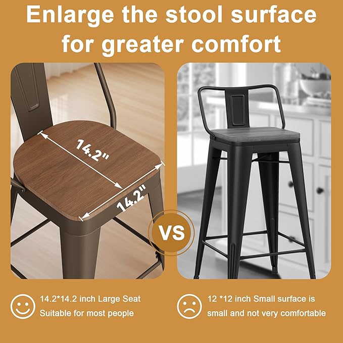 Andeworld Metal Bar Stools Set of 4, 26 inch Counter Height Barstools - Image 4