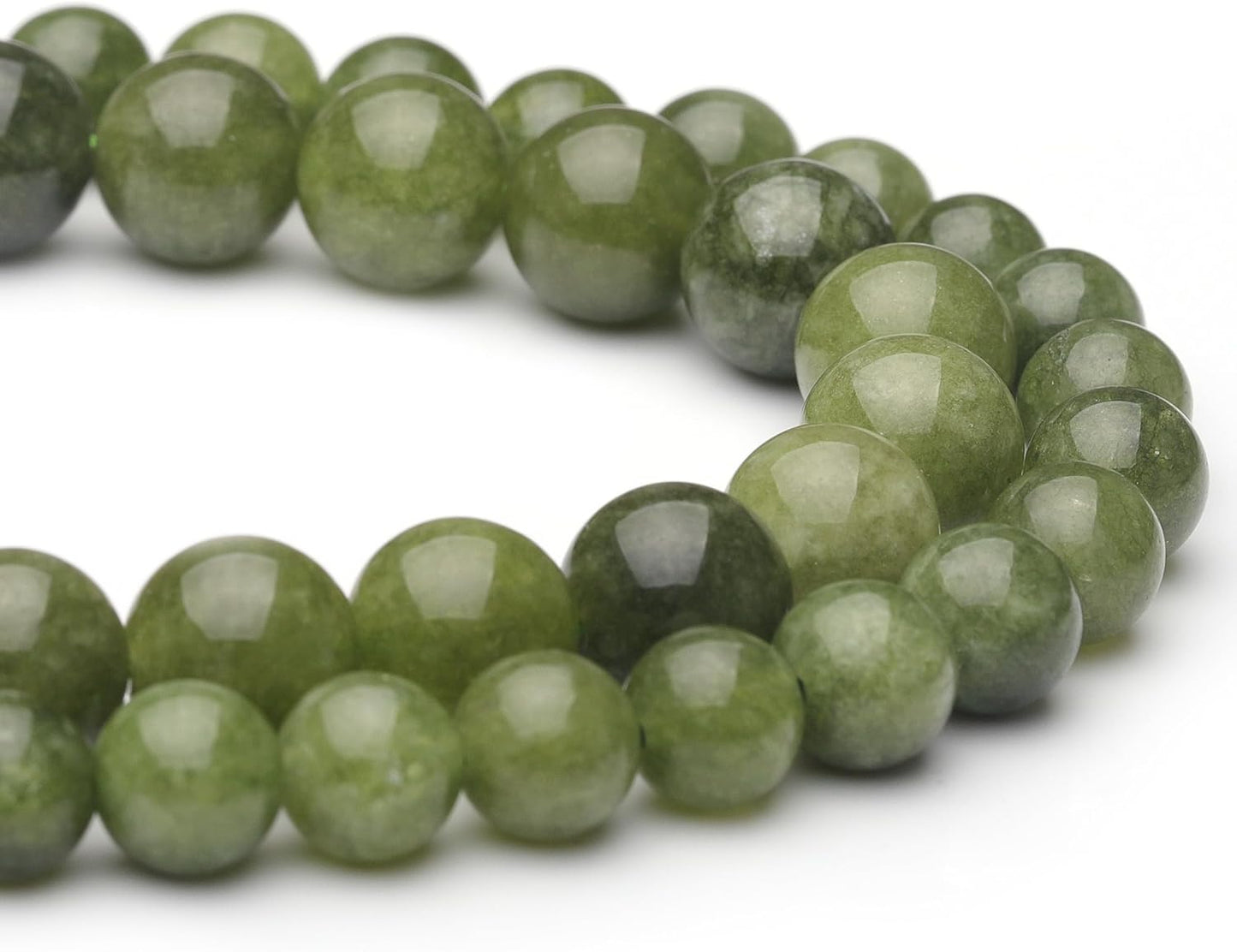 10mm Natural Stone Beads for Jewelry Making,Green Jade Polished Smooth Round Gemstone Beads for Bracelet Necklace 15 Inch
