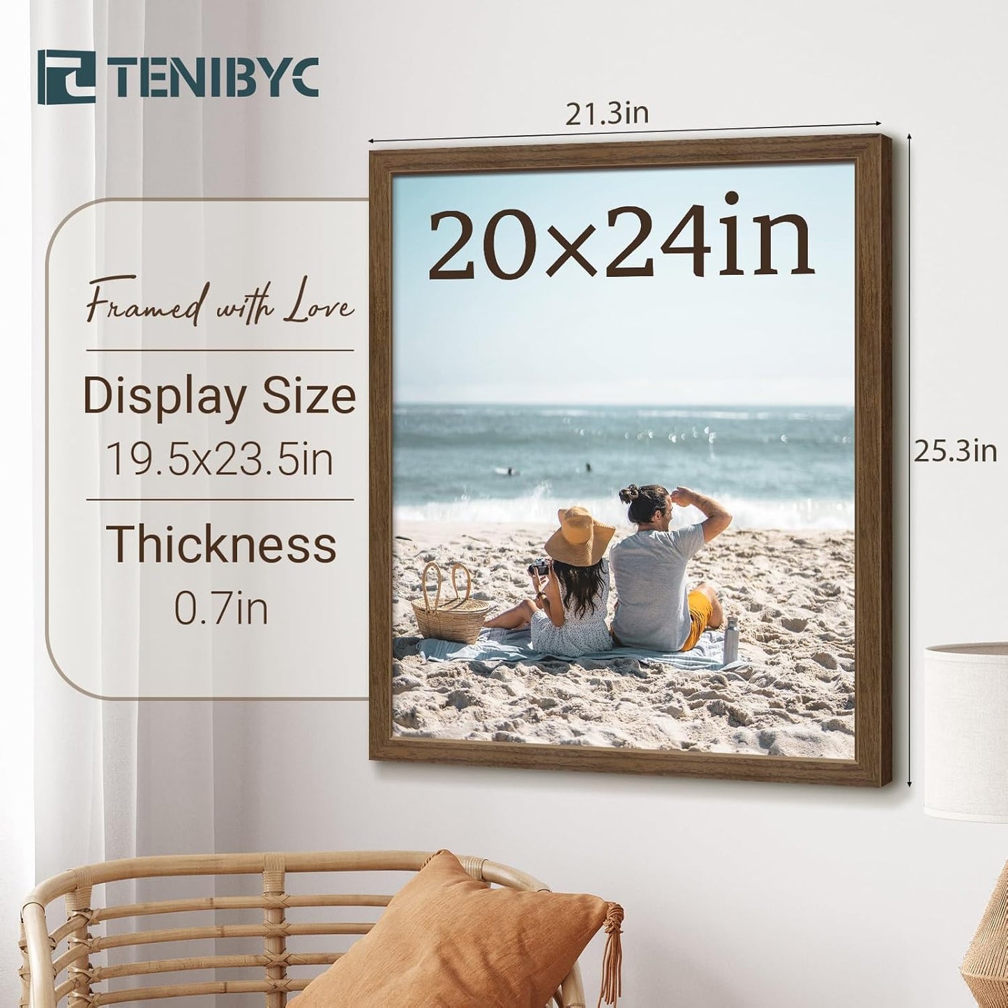 20x24 Poster Frame 3 Pack - Brown Woodgrain, Wood Picture Frame, Wall Gallery Frame - Wall Hanging