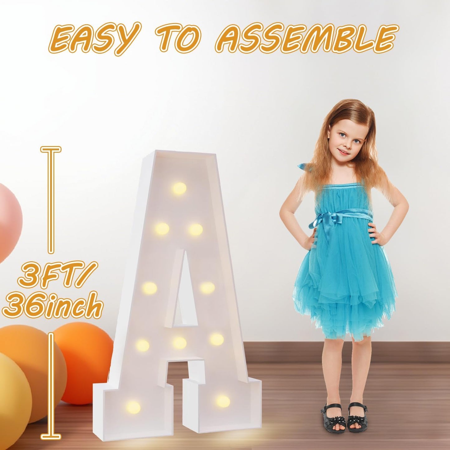 3FT LED Light Up Marquee Letter I – DIY Party Decor for Wedding, Birthday, Baby Shower, Christmas, Anniversary – 36 Inch Tall Alphabet Sign for Home, Stage, Photo Booth, Café, Classroom