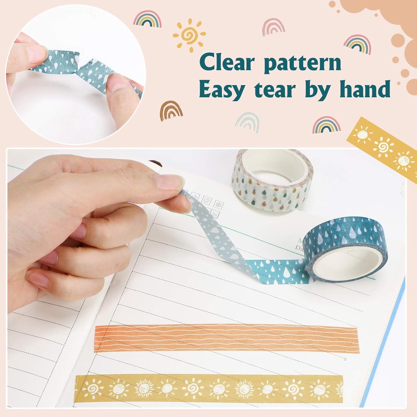 TaoBary 33 Rolls Holiday Plaid Washi Tape, 15 mm Seasonal Washi Tape Set Bohemian Colorful Vintage Cute for Card Wrapping Craft(Charming Style)