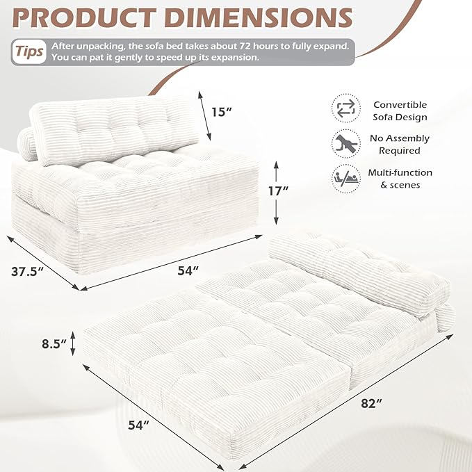 Folding Sofa Bed, Convertible Sleeper Chair - Image 2
