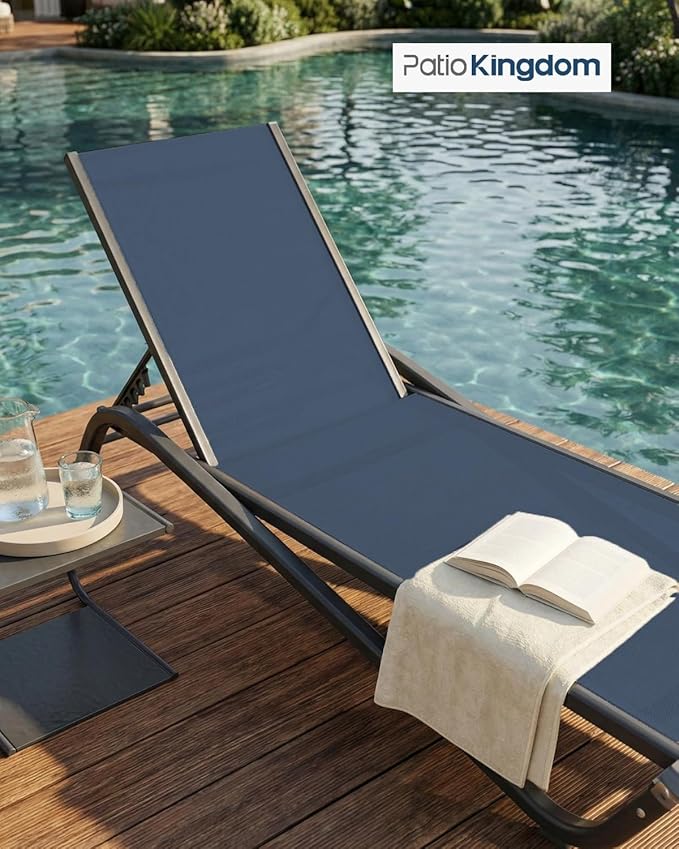 Patio Chaise Lounge Chairs Set of 6, All-Weather Aluminum Pool Loungers - Image 8