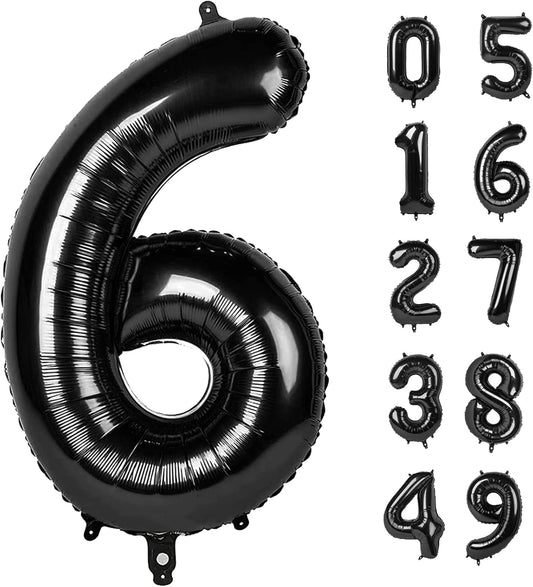 40 Inch Black Number Balloon 0-9(Zero-Nine), Big Size Happy Birthday Balloon, Foil Helium Big Number Balloon for Birthday Celebration Decorations Graduations Anniversary Photo Shoot