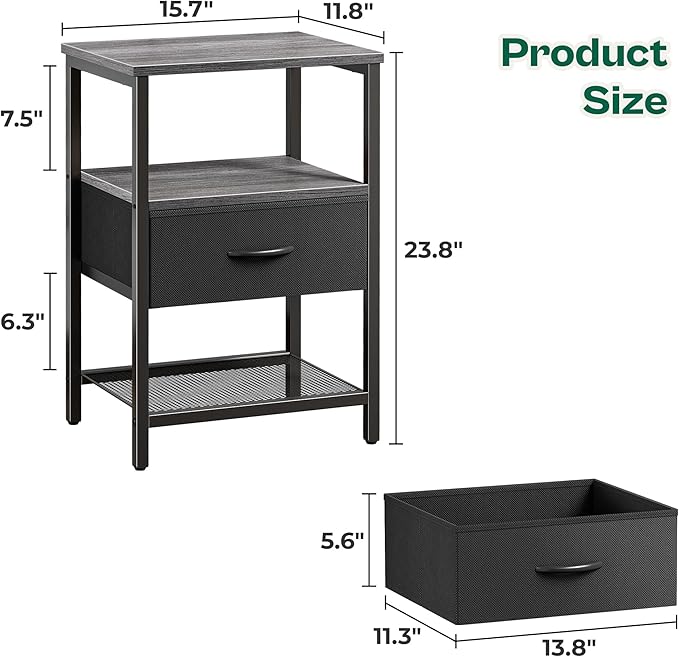 Huuger Nightstand Set of 2, Night Stand - Image 3