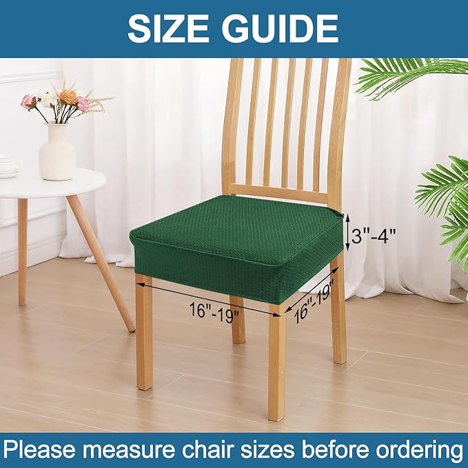 Smiry Waterproof Seat Covers for Dining Room Chairs Set of 4, Stretch Jacquard - Image 2