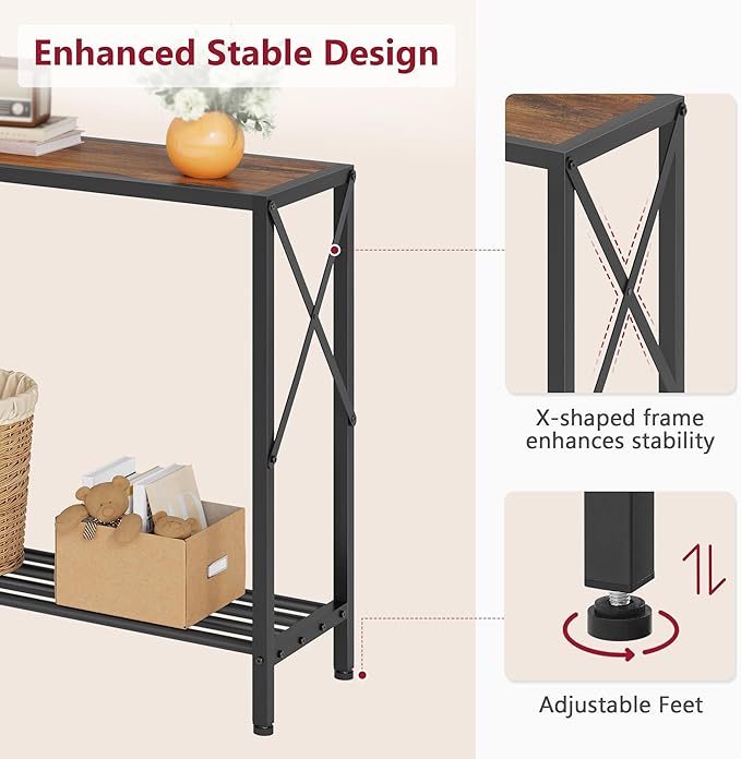Tajsoon 2PCS Console Table, 2 Tier Small Hallway Table, Narrow Sofa Table - Image 7