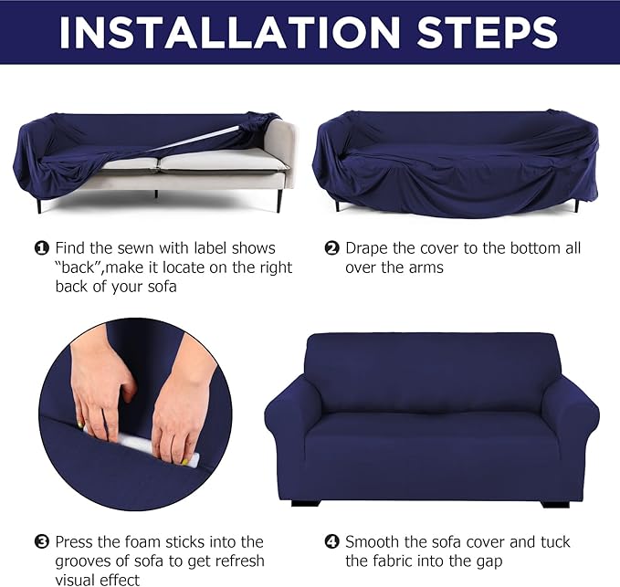 Peryiter 2 Pcs Sofa Covers Couch and Loveseat Covers Set Stretch Sofa Slipcover - Image 3