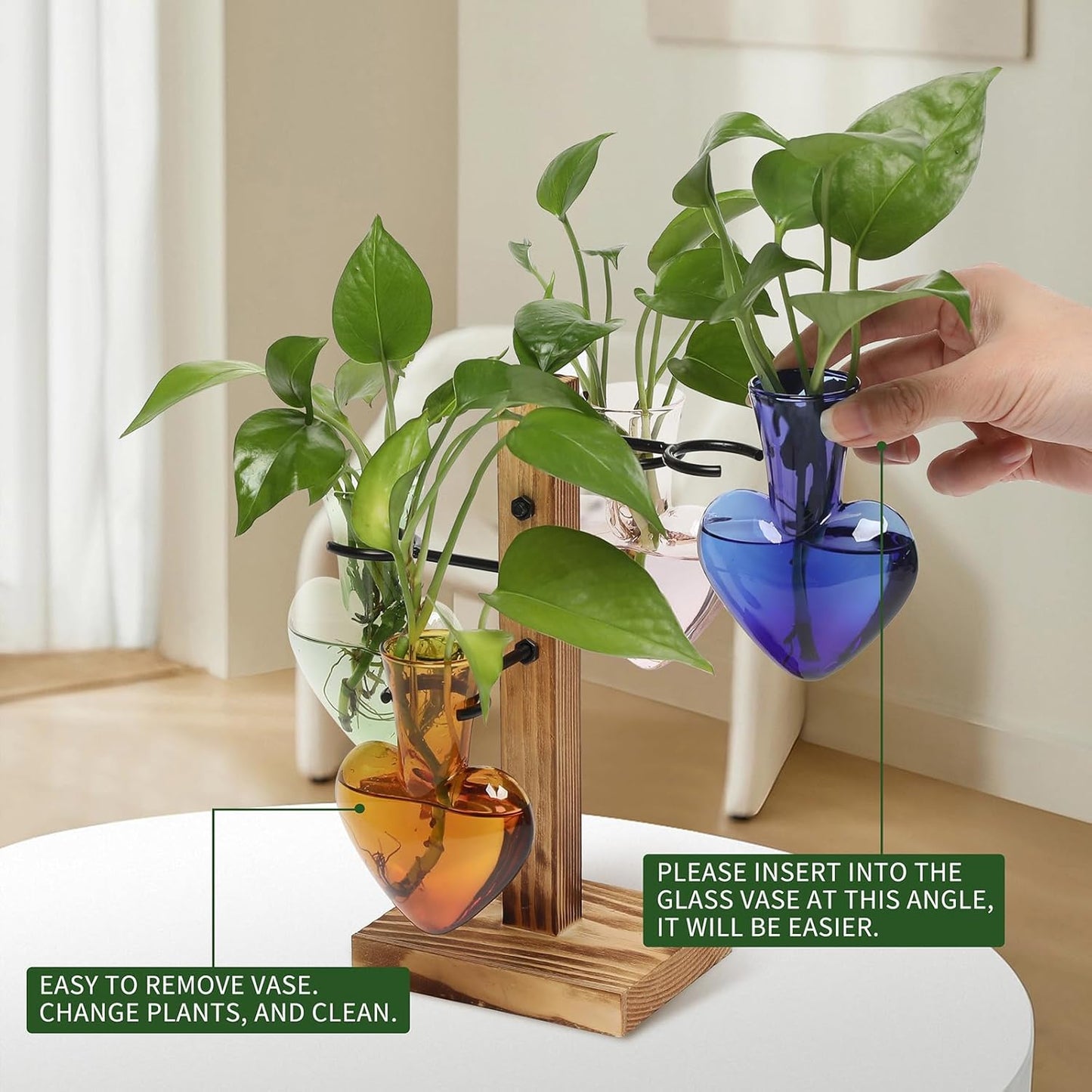 Plants Propagation Stations Plant Terrarium Kit Glass Planters for Indoor Plants House Plant Accessories Gift for Women - 4 Love Bulb Vase