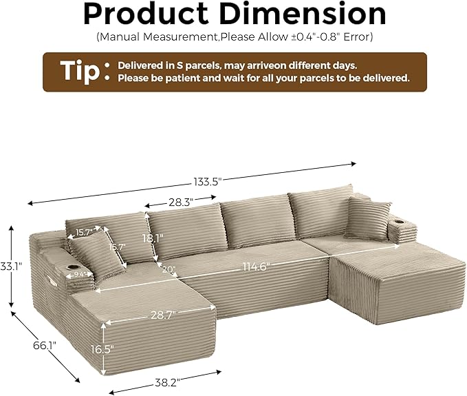 133" Oversized Cloud Boneless Sofa Couch - Image 2