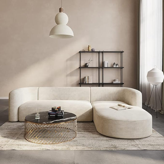 Acanva Luxury Modern Tight Curved Back Velvet Sofa, Minimalist Style Comfy Couch by acanva