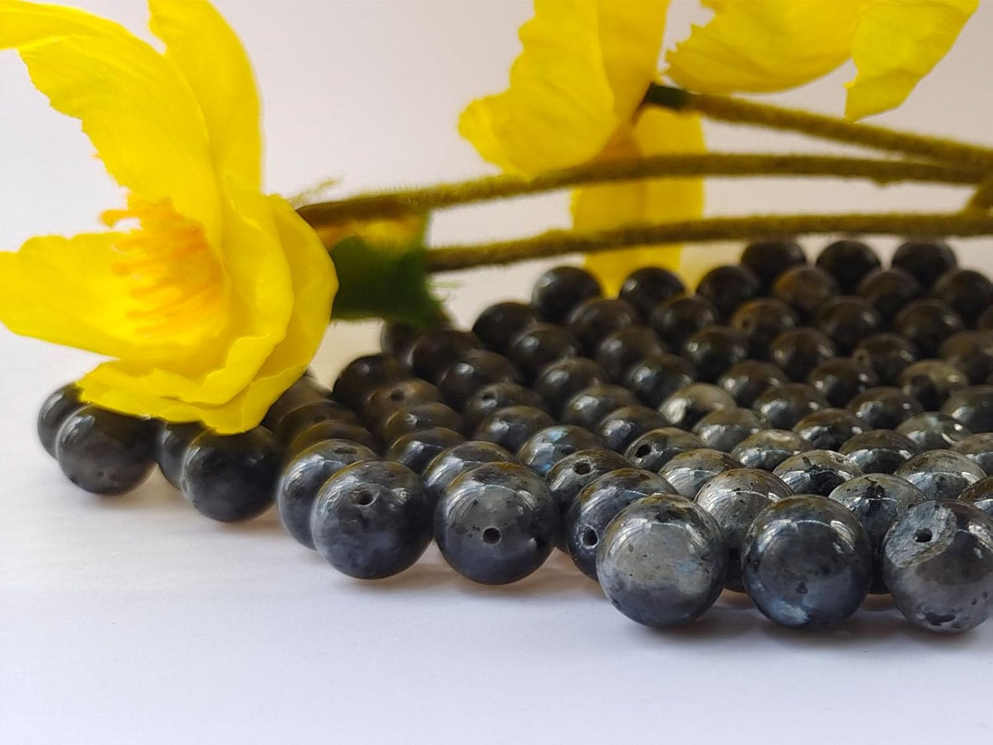 Stone Beads 6mm 140pcs Black Larvikite Beads Round Loose Gemstones Beads for Bracelet Necklace Jewelry Making (6mm, 60605 Black Larvikite)