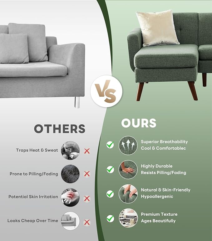 Kingfun L Shaped Couch, Sectional Couches, 3 Seater Sofas - Image 7