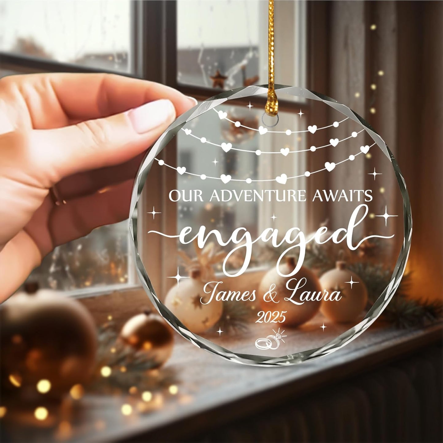 Personalized Engagement Christmas Ornament 2025 - Gifts For Newlywed Couples - Happy Engagement Gifts - Wedding Gift For Newlywed Couple, Bride And Groom