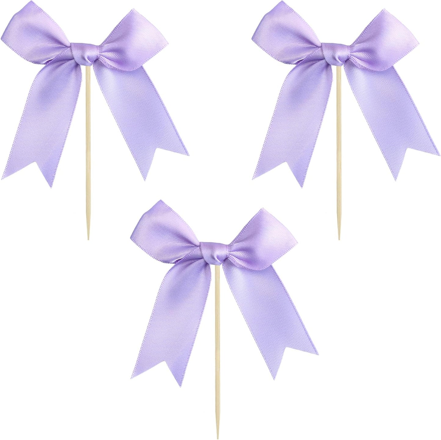 Gyufise 24Pcs Bow Cupcake Toppers Coquette Bow Girls Birthday Cake Decorations Bowknot Cake Toppers Bowknot Cupcake Picks for Baby Shower Birthday Wedding Bridal Engagement Party Supplies Purple