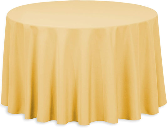 LinenTablecloth Round Polyester Tablecloth, 90-Inch, Gold