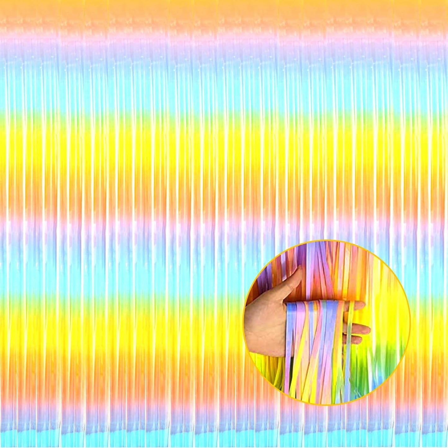 4 Pack Rainbow Tinsel Foil Fringe Curtain Backdrop, 3.28Ft x 8.2Ft Colorful Metallic Streamers for Photo Booth Props Wedding Bridal Shower Bachelorette Birthday Easter Christmas Party Decoration