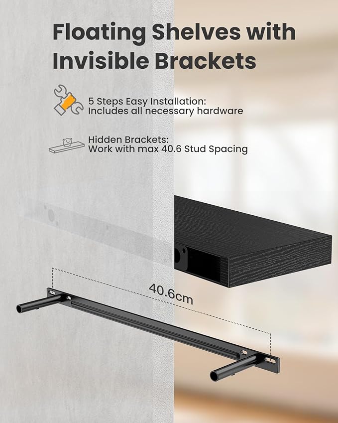 AMADA HOMEFURNISHING Floating Shelves Wall Mounted, 24 x 7 Inch Wall Shelves - Image 9