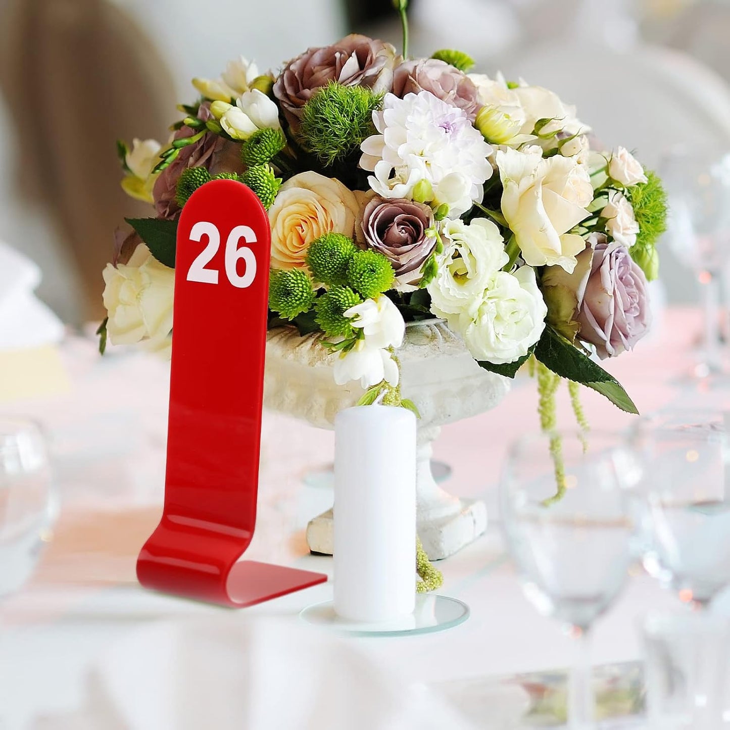 Tuanse 1-30 Table Order Numbers Restaurant Double Sided Acrylic Reception Number Stands Signs for Wedding Restaurant Seating Cafes Party Banquet(Red)