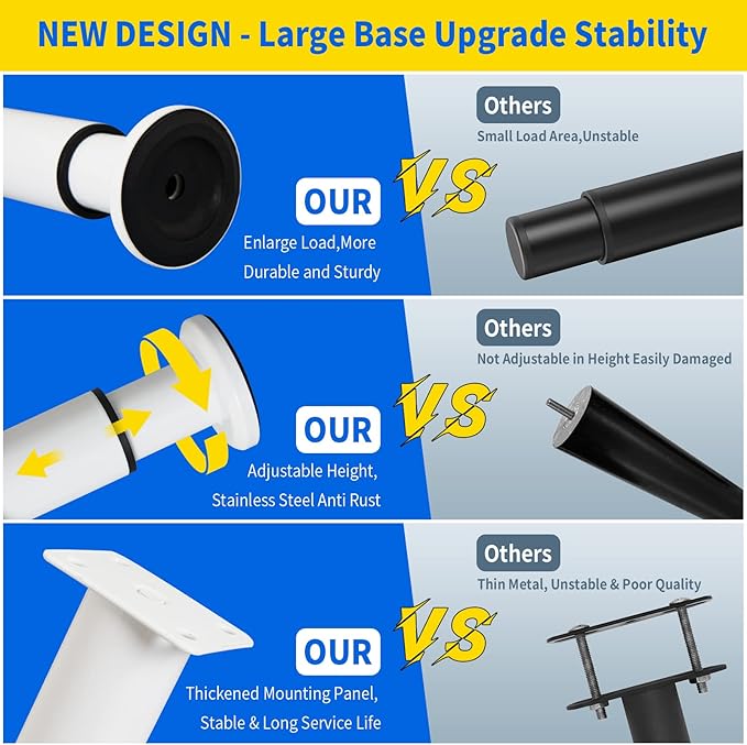 4 Pcs Adjustable Height Furniture Support Legs 3.15-4.72 inch, Metal Heavy Duty - Image 3