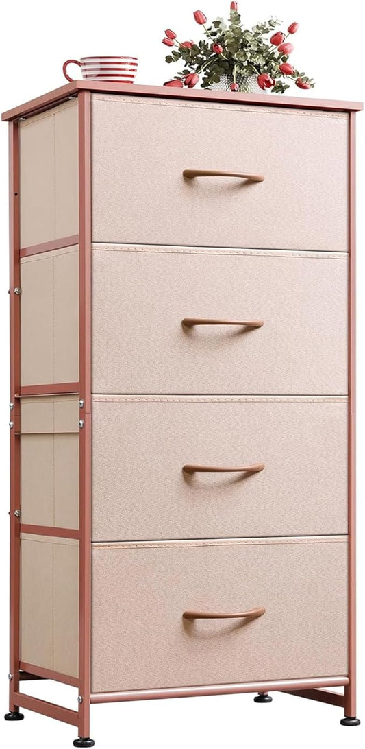 WLIVE 4 Drawers Dresser for Bedroom, Dresser for Hallway, Sturdy Steel Frame by WLIVE