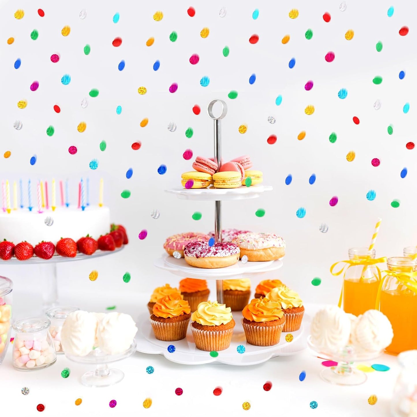 MARFOREVER Multicolor Sparkle Foil Confetti, Glitter Round Confetti Birthday Scatter Table Metallic Sequin Sprinkles Circle Dots for Baby Shower Wedding Christmas Valentine Party Decorations