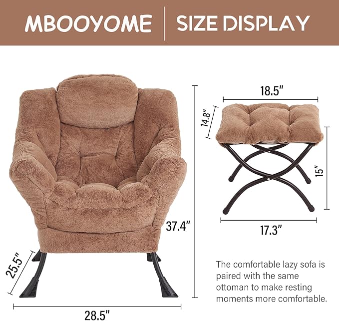 MBOOYOME Lazy Chair with Ottoman, Modern Accent Lounge Armchair with Side - Image 3