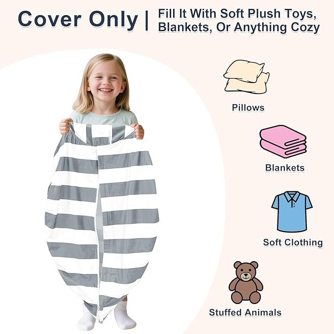 Lukeight Stuffed Animals Storage Bean Bag Chair Cover - Image 3