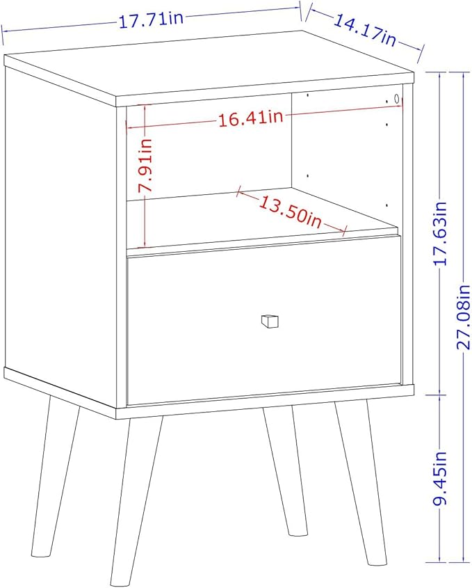Manhattan Comfort Liberty Mid Century Modern Nightstand - Image 3